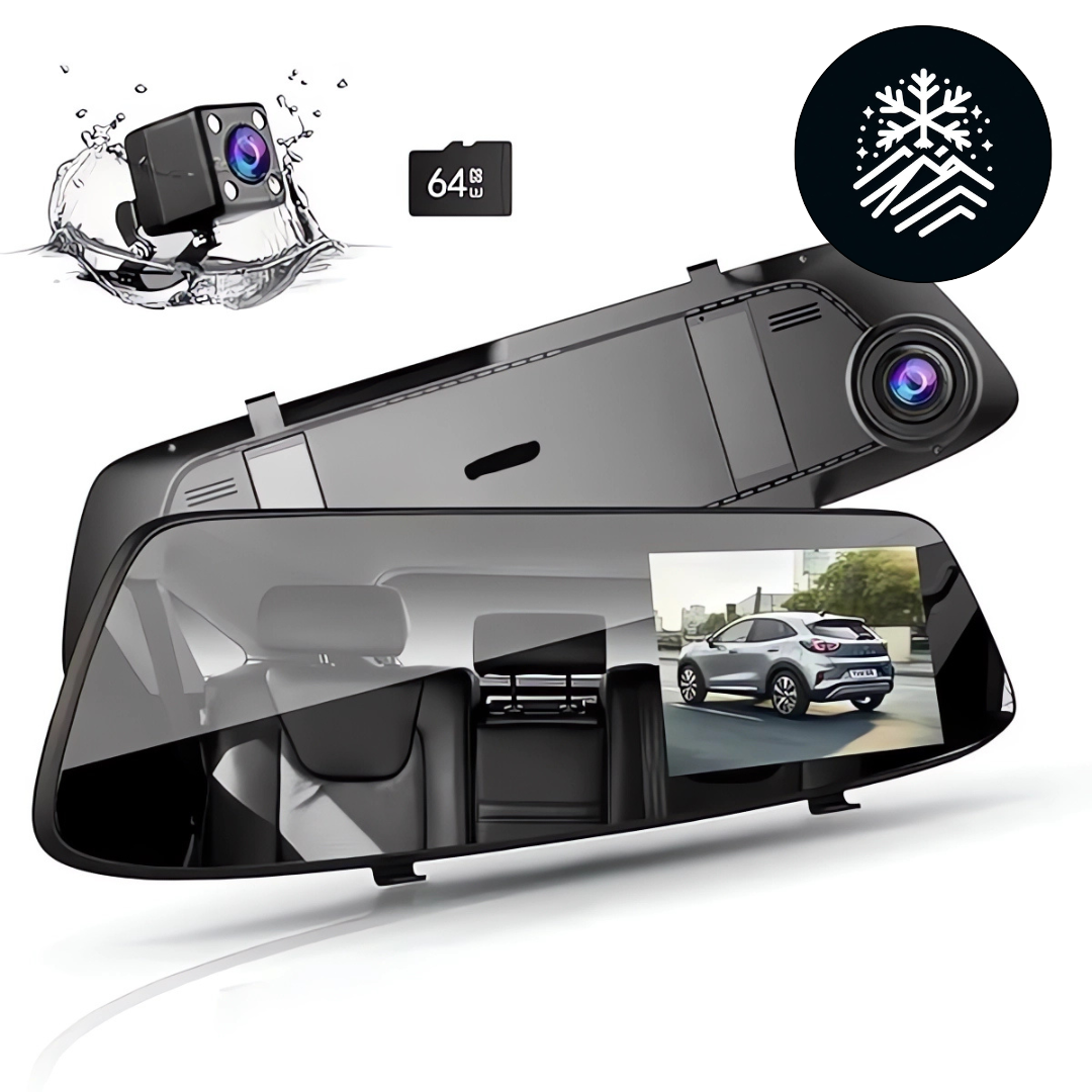 ESPEJO RETROVISOR CON CAMARA DELANTERA + CAMARA TRASERA HD™